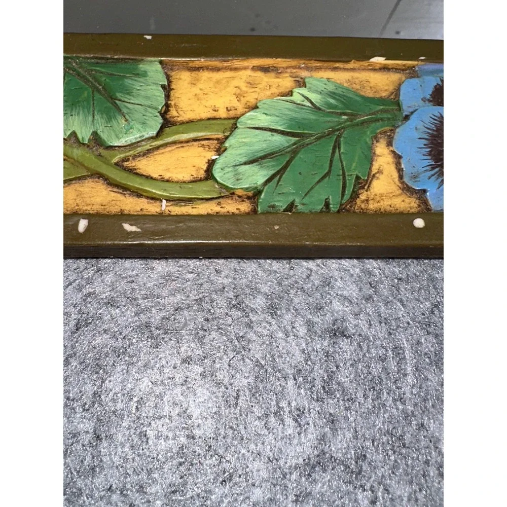 Vintage Hand Painted Pansy Hummingbird Floral Arched Wall Mirror Cottagecore